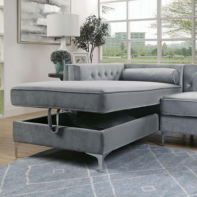 Amie Glam Gray & Black Sectional w/Storage