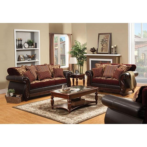 Franklin Burgundy/Espresso Love Seat, Burgundy image