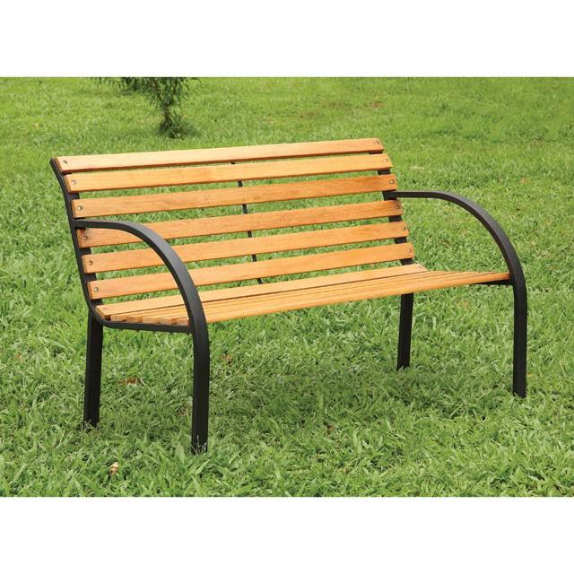 DUMAS Oak/Black Patio Wooden Bench