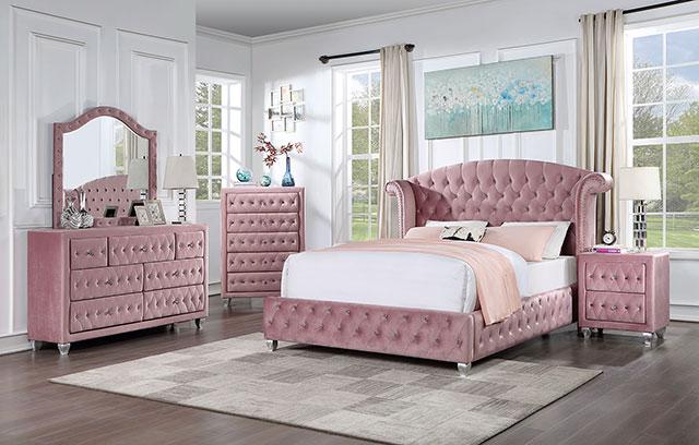 Zohar Queen & Twin Bed Black, Grey, & Pink