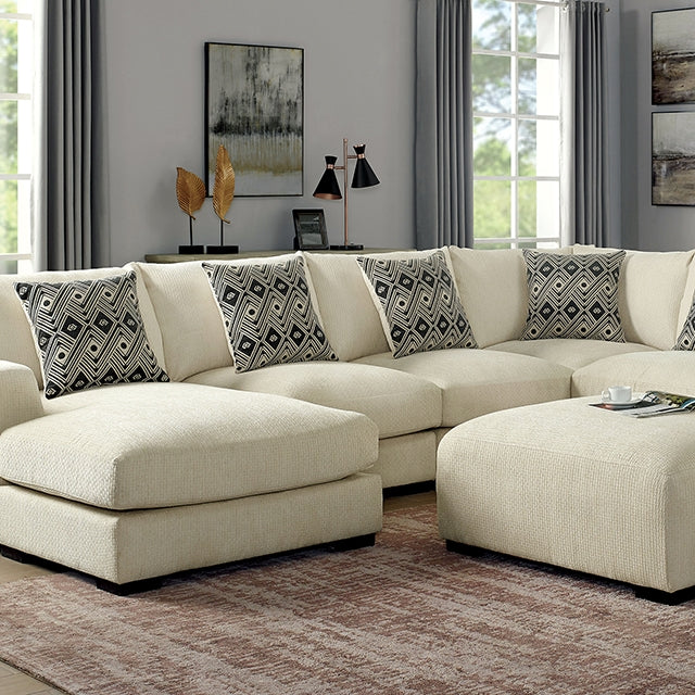 Kaylee U-Sectional w/ Left Chaise + Ottoman Beige