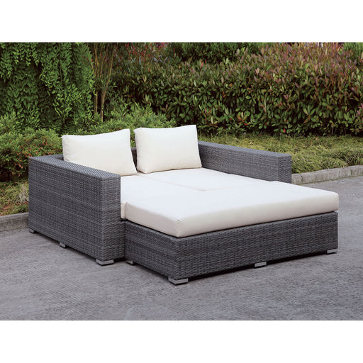 Somani Light Gray Wicker/Ivory Cushion Daybed image